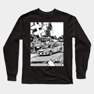 JDM Japanese Drift Racer Drifting Car Anime Manga Eurobeat Intensifies Aesthetic #11 Long Sleeve T-Shirt